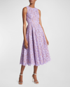 MICHAEL KORS LARGE FLORAL LACE SLEEVELESS MIDI DRESS