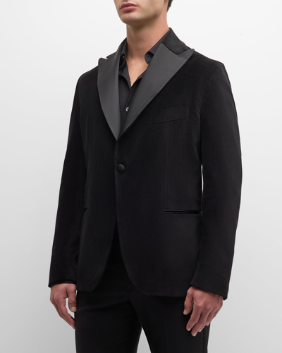 Paul Stuart Men's Velvet Peak-lapel Dinner Jacket In Black