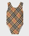 BURBERRY GIRL'S TIRZA BIAS CHECK ONE-PIECE SWIMSUIT