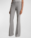 Michael Kors Haylee Mid Rise Wool Flared Pants In Banker Mel