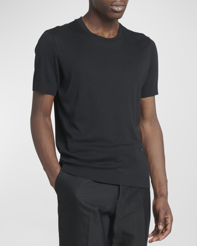 Tom Ford Men's Short-sleeve Crewneck Sweater In Black