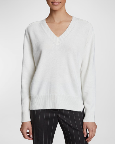 Santorelli Mary V-neck Wool-cashmere Sweater In Ivory