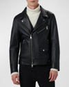 BUGATCHI MEN'S FULL-ZIP LEATHER BIKER JACKET