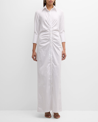 Just Bee Queen Cannes Button-front Maxi Dress In White