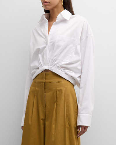 Just Bee Queen Emery Cropped Blouse In White