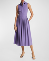 Michael Kors Button-front Poplin Shirtdress In Violet
