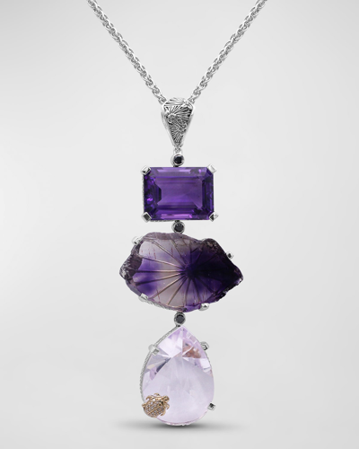 Stephen Dweck Amethyst And Black Diamond Pendant Necklace In Multi