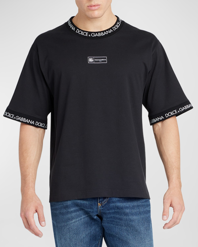 Dolce & Gabbana Logo Tape Oversize T-shirt In Nero