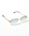 Vintage Frames Company Men's Vf Bal Harbour Rectangle Rimless Sunglasses In Powder Green