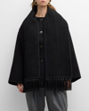 TOTÊME EMBROIDERED FRINGE-TRIM SCARF WOOL JACKET