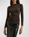Rails Joelle Ruched Funnel Neck Top In Espresso