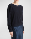 Vince Wool And Silk Double-layer Crop Sweater In White Sandoff Whi