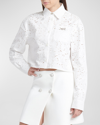 VERSACE MEDUSA '95 BAROQUE BRODEIRE ANGLAISE CROP COLLARED SHIRT