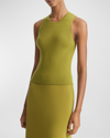 Vince Ribbed High-neck Tank Top In Basil