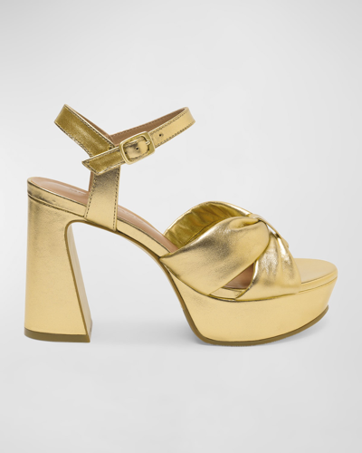Bernardo Women's Veronika Metallic Leather Platform Sandals In Gold Glove Leathe