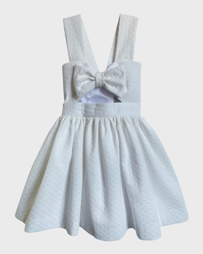 Helena Kids' Girl's Pique Peek A Bow Dress In White