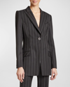 Santorelli Nelli Single Button Linen-blend Jacket In Cocoa