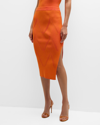 Milly Ribbed Knit Midi Pencil Skirt In Pinkcoral