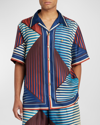 DOLCE & GABBANA MEN'S OPTICAL-PRINT SILK CAMP SHIRT