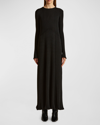 Khaite Okla Metallic Ribbed Wool-blend Maxi Dress In Thunder