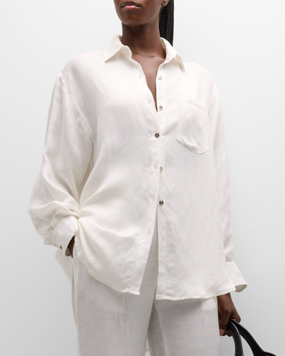 Anemos Oversized Button-front Shirtdress In White