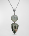 STEPHEN DWECK HAND CARVED MOONSTONE, IMPERIAL JASPER AND CHAMPAGNE DIAMOND PENDANT NECKLACE