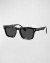 Burberry Men's Acetate Rectangle Sunglasses In Black