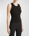 Vince Ribbed High-neck Tank Top In Black