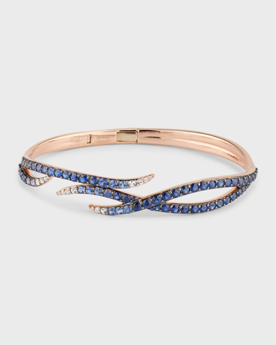Walters Faith Asha 18k Rose Gold Sapphire Bangle Bracelet With Diamonds In Blue