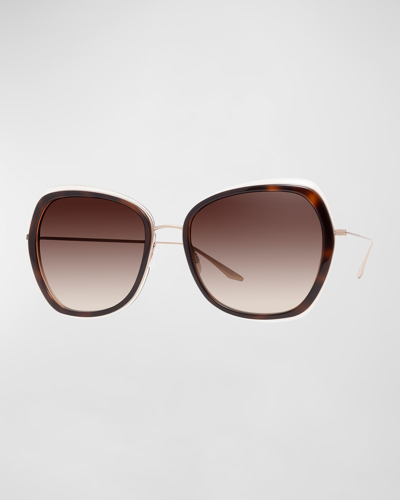 Barton Perreira Magdalena Acetate & Titanium Butterfly Sunglasses In Brown