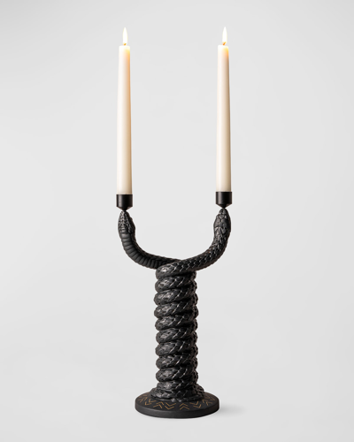 Lladrò Snakes Candleholder In Black