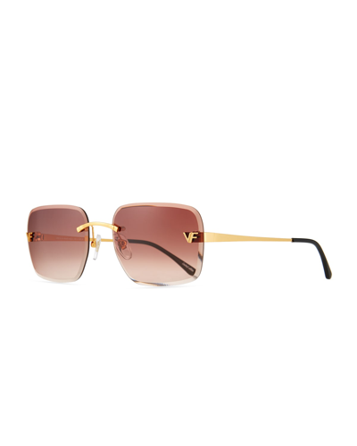 Vintage Frames Company Men's Rivington 24k Gold Rimless Sunglasses In Brown Gradient