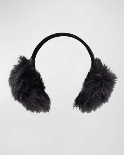 Surell Accessories Velvet & Faux Fox Fur Ear Muffs In Black