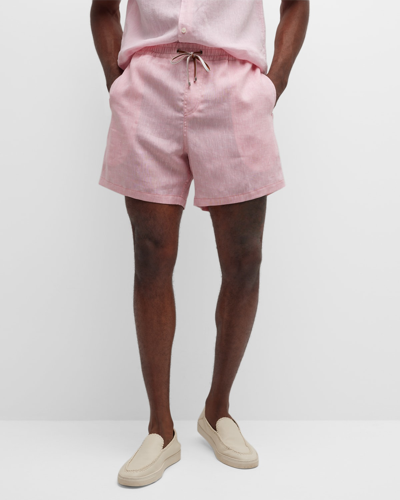 Loro Piana Bay Linen Bermuda Shorts In Pink Flamingo