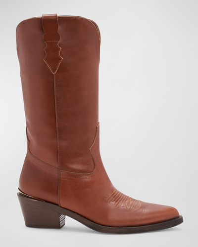 Partlow Julia Leather Western Boots In Cuoio