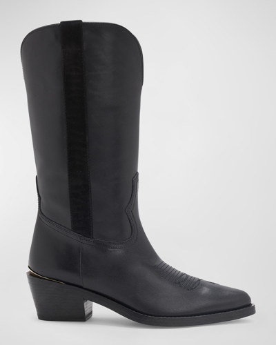 Partlow Jordana Mixed Leather Western Boots In Black