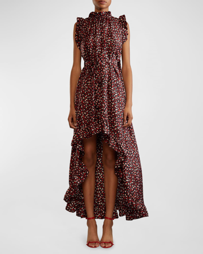 Cynthia Rowley Graphic-print Silk Dress In Brown