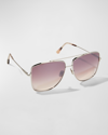 Tom Ford Reggie Metal Aviator Sunglasses In Pink