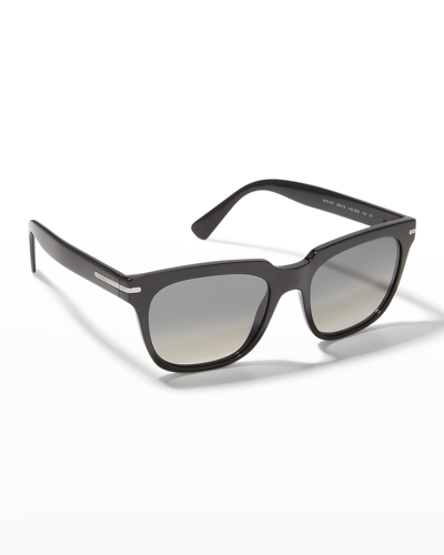 Prada Men's 04ys Oval Acetate Sunglasses In Black