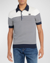 Dolce & Gabbana Dg Patch Striped Knitted Polo Shirt In Natural