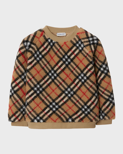 Burberry Kids'  Childrens Check Fleece Sweater In Archive Beige