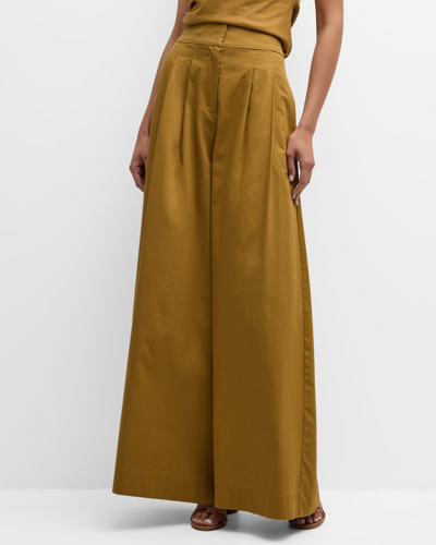 Just Bee Queen Logan High-rise Wide-leg Trousers In Honey