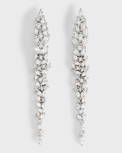 Tai Leafy Cubic Zirconia Linear Drop Earrings In Silver