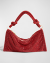 Cult Gaia Hera Nano Knotted Embellished Shoulder Bag In Scarlet