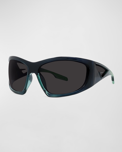 Givenchy Givcut Acetate Wrap Sunglasses In Light Green/ Smoke Mirror