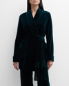 Loro Piana Cotton Velvet Wrap Coat In 50lt Amazon Green