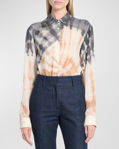Gabriela Hearst Ferrara Tie-dye Button-front Shirt In Camel Multi