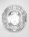 Swarovski Mesmera Mixed Cut Octagon Cocktail Ring In Rhodium Plated In Crystal