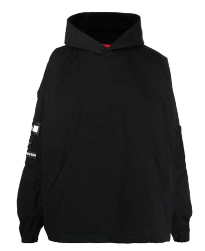 032c Logo-print Cotton Hoodie In Black