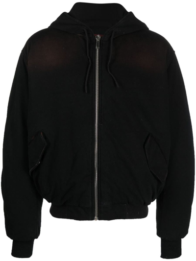 424 Zip-up Padded Hooded Jacket In Black